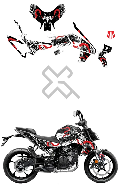 Venom Edition Full Body Sticker Compatible with Duke 390 Gen 3 | Made in Premium Gloss Vinyl with FPF (Fade Protection Film), Waterproof, Precut Sticker, Pack Of 1 Compatible with Both Side